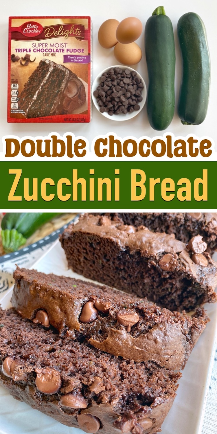 Moist, yummy, and so easy to make with just a few ingredients including a box of chocolate cake mix! This zucchini bread is a family favorite treat. Serve it for breakfast or as a delicious after dinner snack. It's got a ton of hidden healthy veggies that even your kids will love! This recipe makes two loaves so you'll have an extra to give away as a gift to family and friends. 
