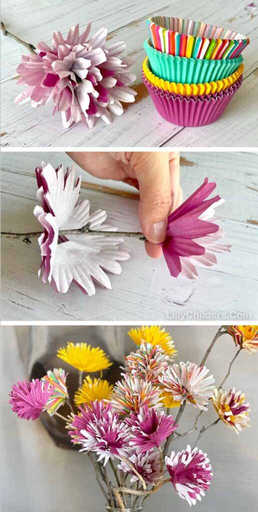 Cupcake Liner Flowers (Fun & Easy Craft Idea)