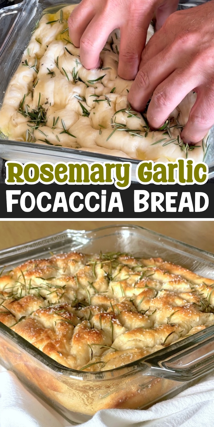 Rosemary Garlic Focaccia Bread Recipe with step by step instructions and photos to make this simple recipe easy to follow. This amazing bread is perfect for beginners to make with no kneading or special ingredients. Impress your friends and family at your next dinner party with this yummy bread! It's easy to make the same day, simply plan a few hours ahead of time for it to rest on the counter. 