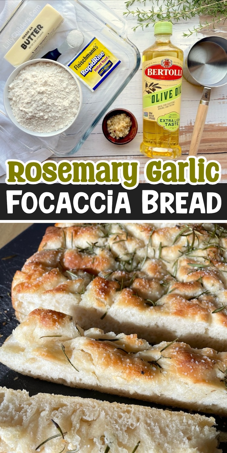 Learn how to make easy focaccia bread at home with these simple step by step instructions! A great bread recipe for beginners that's fast to make the same day. A family favorite side dish for just about any dinner. Makes for a wonderful appetizer too! We love to load it up with fresh rosemary and garlic, but you can season and flavor it however you'd like. 