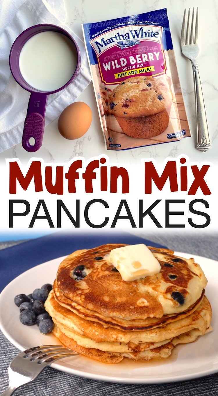 Muffin Mix Pancakes Breakfast Recipe | This simple and creative breakfast is super fun to make with just a few budget ingredients. This is how you make fluffy pancakes with a bag of muffin mix. 