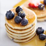 Fun and easy breakfast idea for kids! How to make yummy pancakes out of a small bag of muffin mix with an egg and milk.