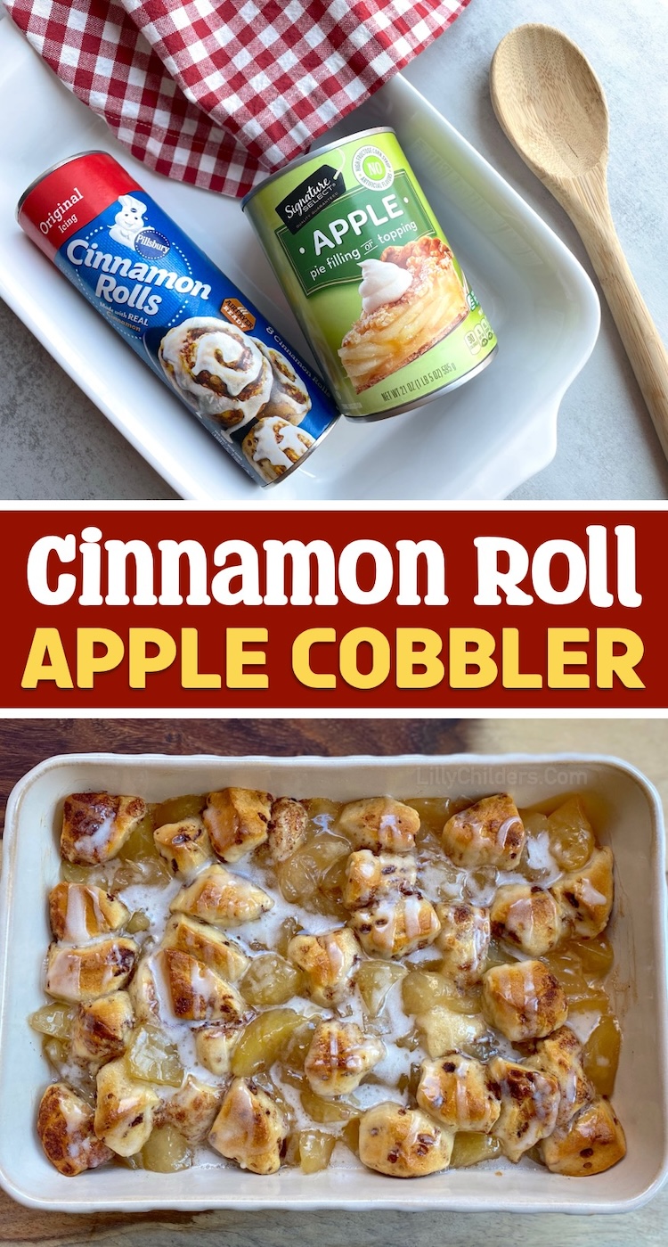 How to make a delicious cinnamon roll warm apple cobbler with just two common ingredients: Pillsbury cinnamon rolls and a can of apple pie filling. This easy dessert can be served as a special treat for the holidays or as a sweet breakfast on Christmas morning. It's fast and simple to make yet tastes like something you'd get at a bakery! A great baking recipe for beginners or anyone who doesn't want to spend all day in the kitchen. 