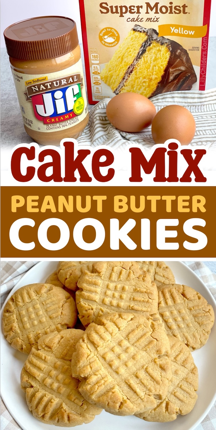 If you're a peanut butter lover, you're going to go crazy for this easy homemade dessert recipe! This is how you make extra soft peanut butter cookies with a box of Betty Crocker cake mix. Simply mix with peanut butter, eggs, and oil to make this yummy treat for your family. My kids love these cake mix cookies!